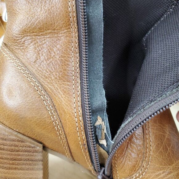 Vintage Y2K 90's Bongo Platform Chunky Heel Women's 7M Leather Tan Boots Brazil - Picture 13 of 16